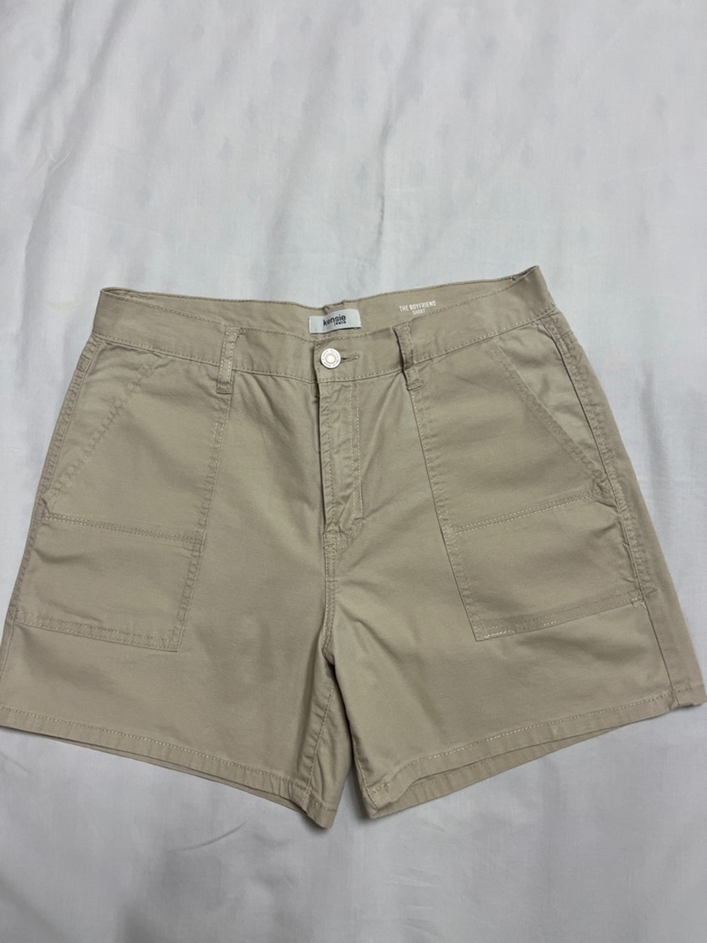 Kensie Beige Boyfriend Shorts